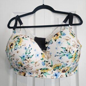 torrid wire free push up bra 42DDD floral white